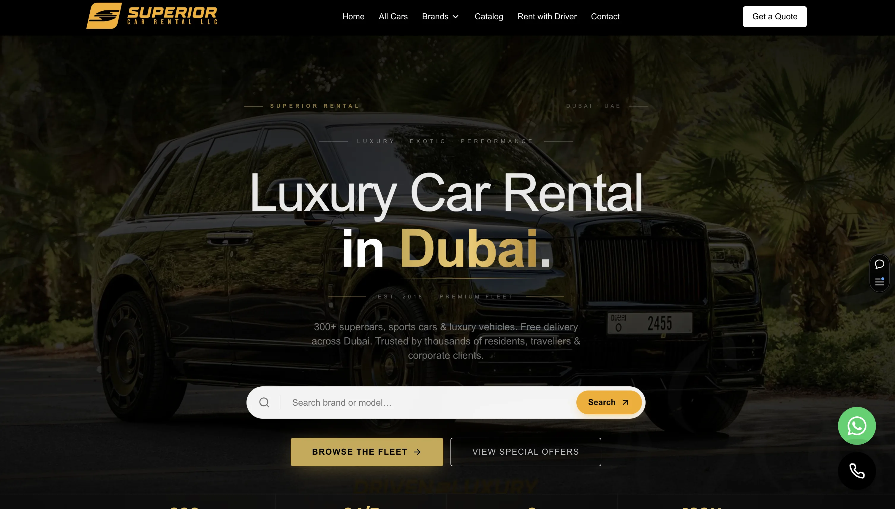 Superior — Luxury Car Rental website designed and developed by NxFold