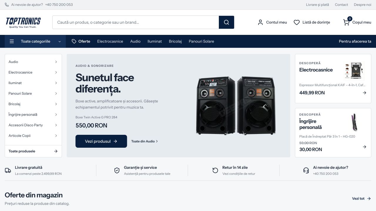 Toptronics — Electronics Retail website designed and developed by NxFold